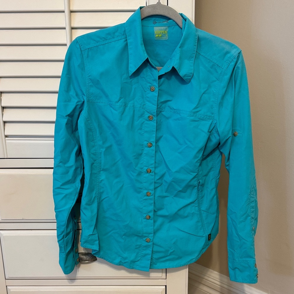 Koppen Blue Long-Sleeve Performance Button Shirt